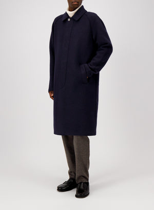 Fly front balmacaan boiled wool