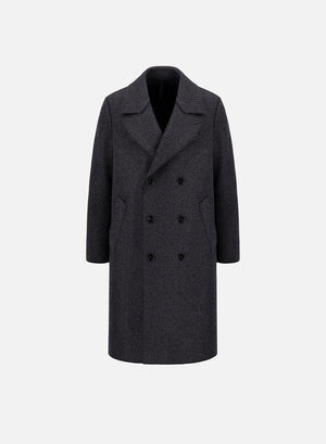 Long peacoat patterned in cashmere blend