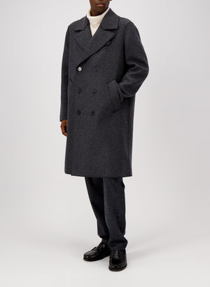 Long peacoat patterned in cashmere blend