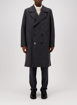 Long peacoat patterned in cashmere blend