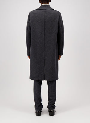 Long peacoat patterned in cashmere blend