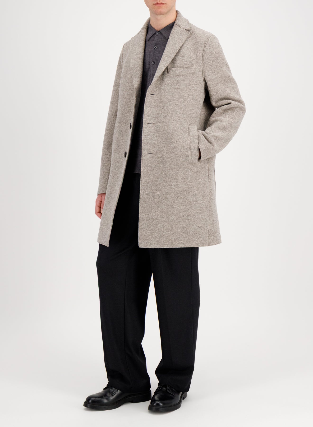 Boxy coat boiled wool