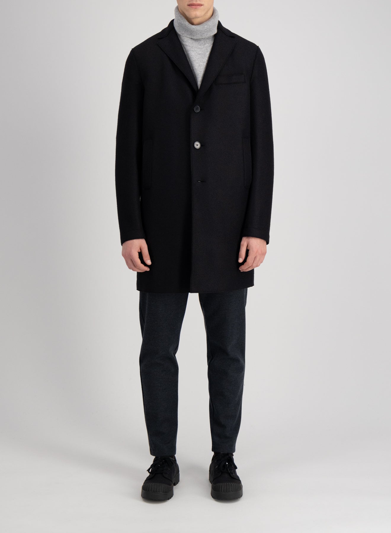 Boxy coat pressed wool
