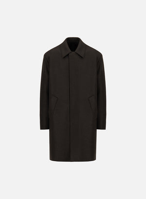 Fly front zipped coat in pressed wool