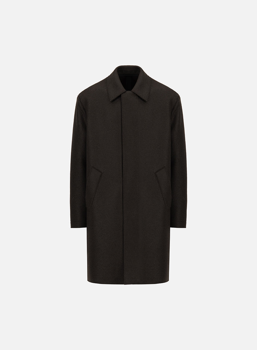 fly front zipped coat pressed wool