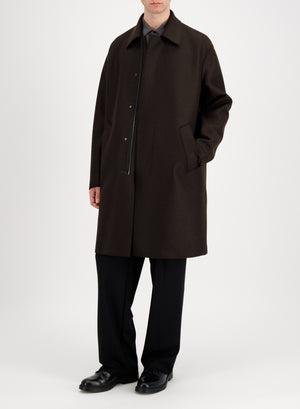 Fly front zipped coat in pressed wool