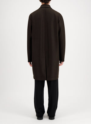 Fly front zipped coat in pressed wool