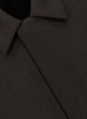 Fly front zipped coat in pressed wool
