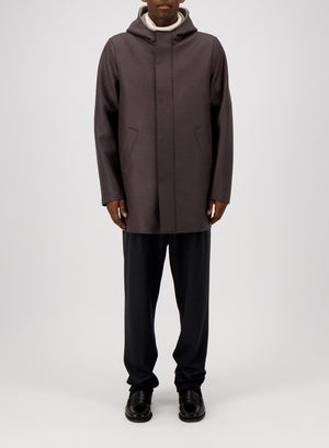 Parka in pressed wool and bouclé