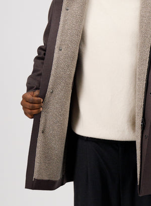 Parka in pressed wool and bouclé