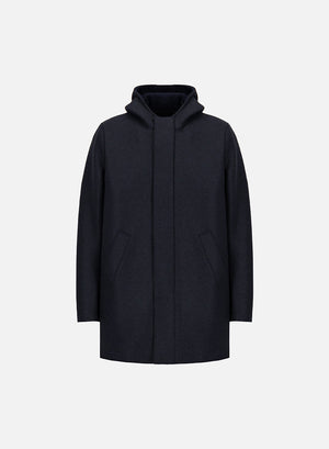 Parka in pressed wool and bouclé