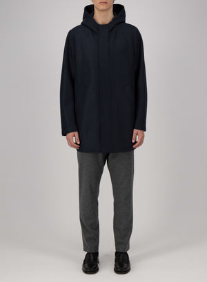 Parka in pressed wool and bouclé