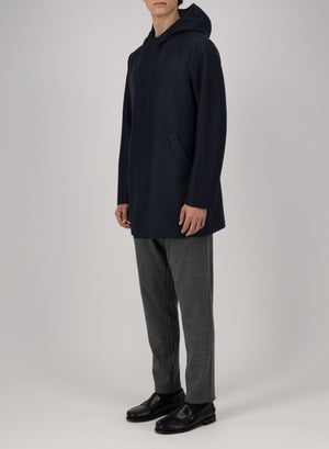Parka in pressed wool and bouclé