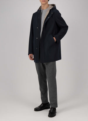 Parka in pressed wool and bouclé