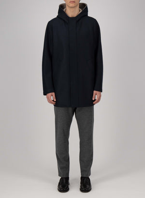 Parka in pressed wool and bouclé