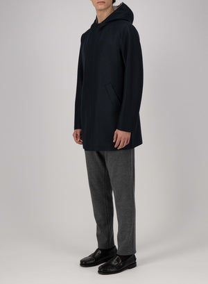 Parka in pressed wool and bouclé