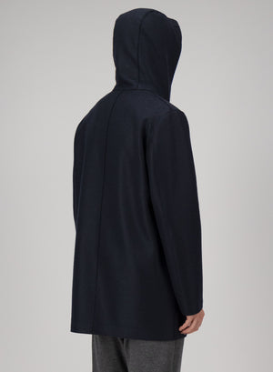 Parka in pressed wool and bouclé