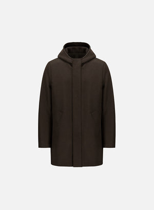 Parka in pressed wool and bouclé