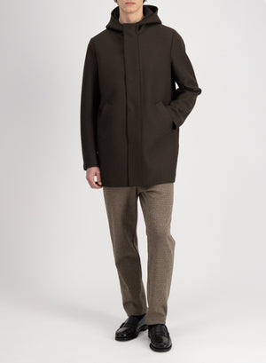 Parka in pressed wool and bouclé