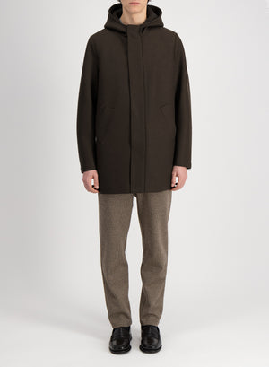 Parka in pressed wool and bouclé