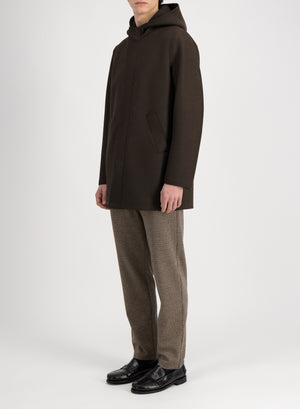 Parka in pressed wool and bouclé