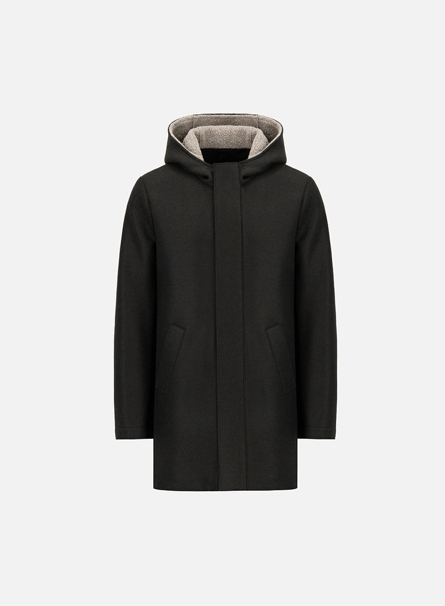Parka pressed wool and bouclé