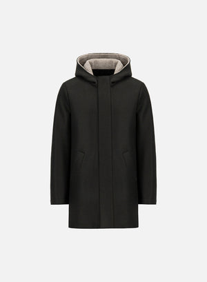 Parka in pressed wool and bouclé
