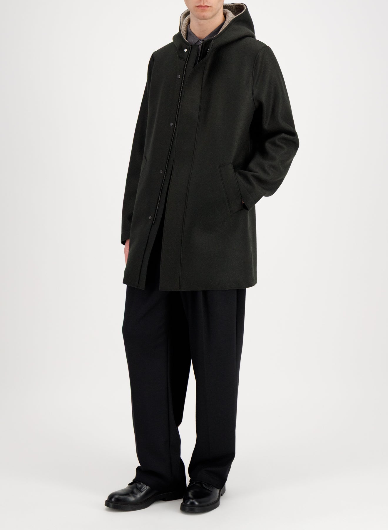 Parka pressed wool and bouclé