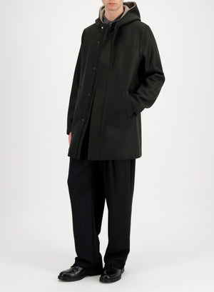 Parka in pressed wool and bouclé