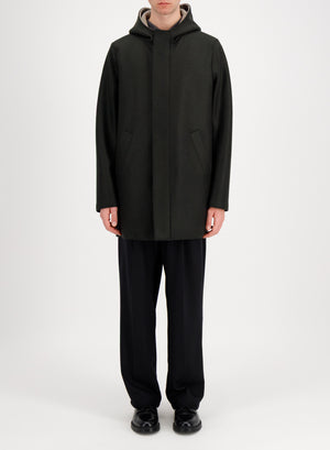 Parka in pressed wool and bouclé