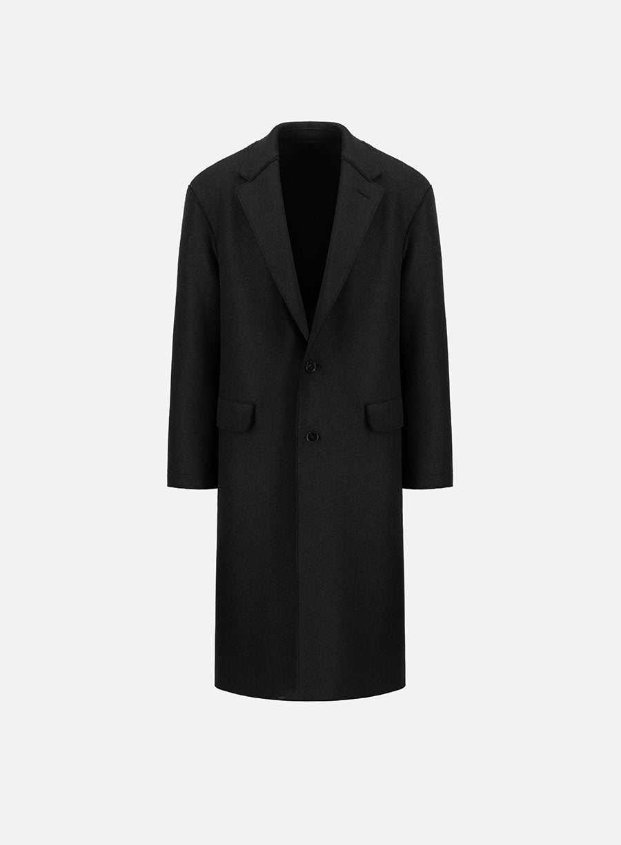 Dropped shoulder chester coat in pressed wool