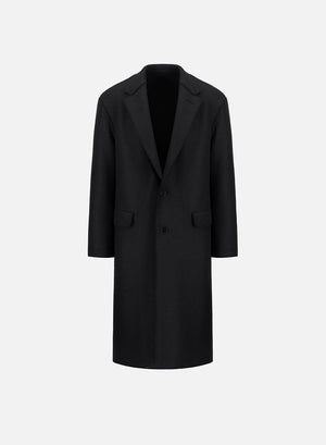 Dropped shoulder chester coat in pressed wool