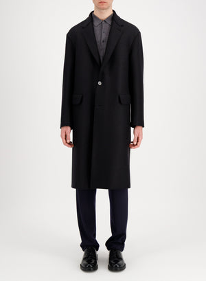 Dropped shoulder chester coat in pressed wool