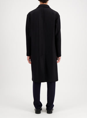 Dropped shoulder chester coat in pressed wool