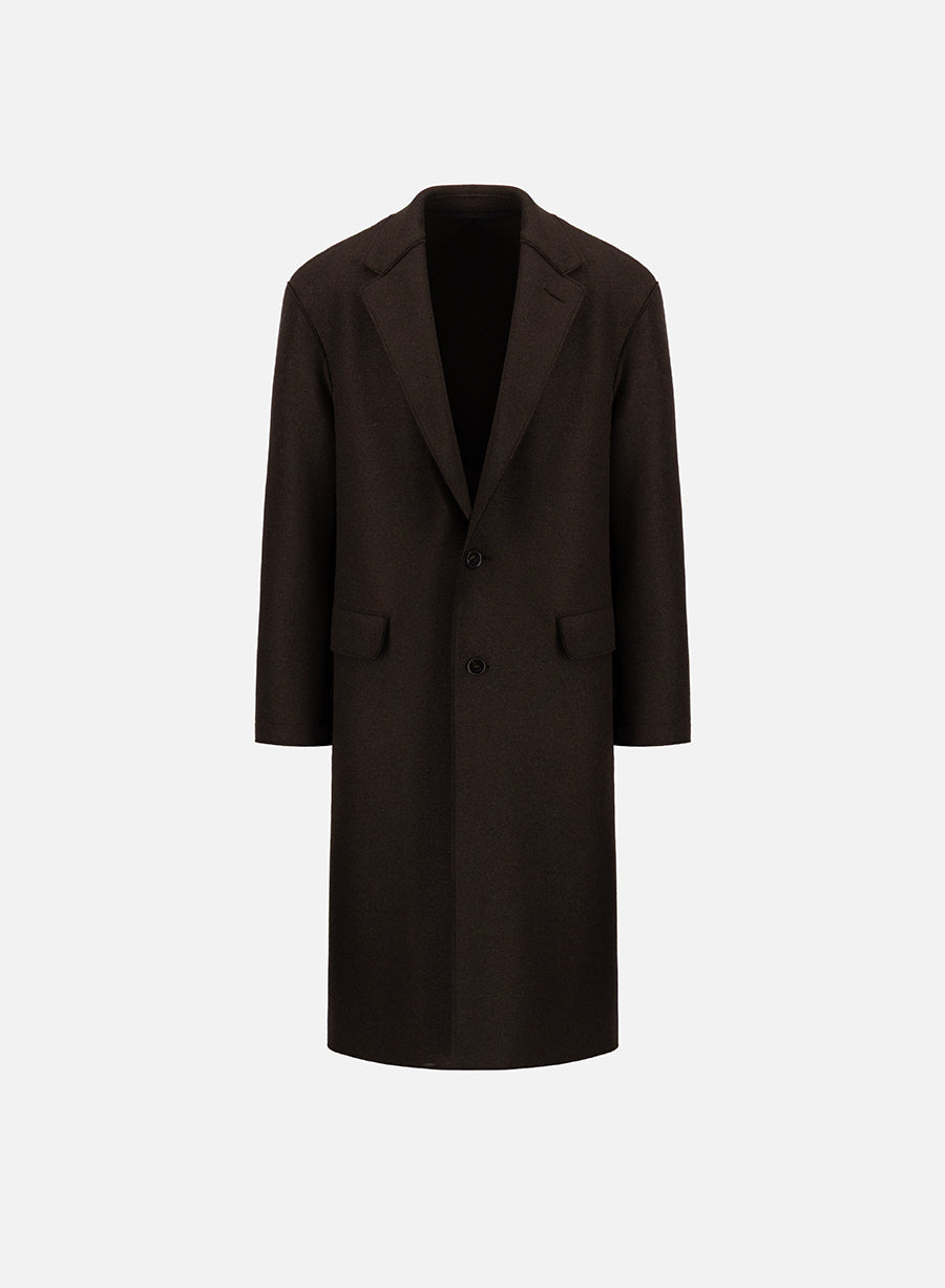 Dropped shoulder chester coat pressed wool