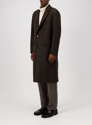 Dropped shoulder chester coat in pressed wool