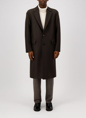 Dropped shoulder chester coat in pressed wool