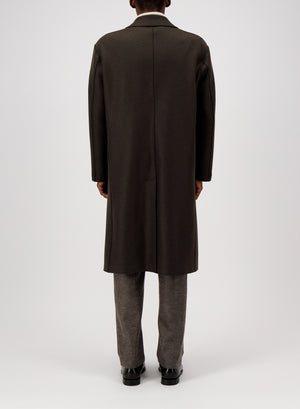 Dropped shoulder chester coat in pressed wool