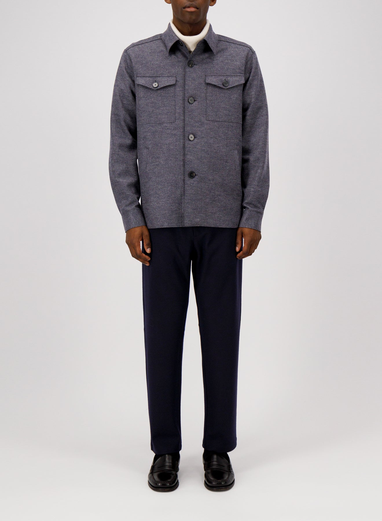 Shirt jacket micro herringbone