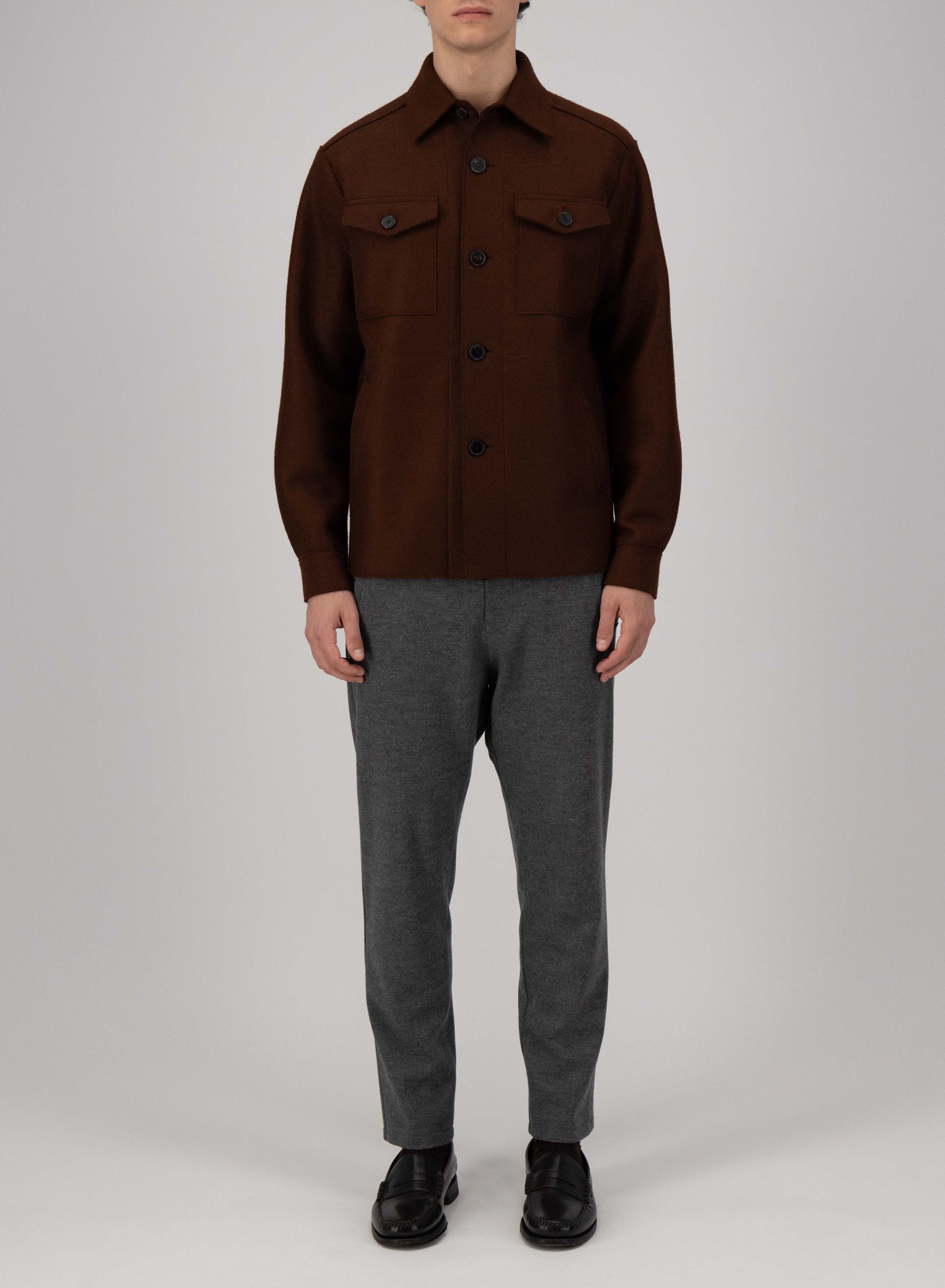 Shirt jacket pressed wool