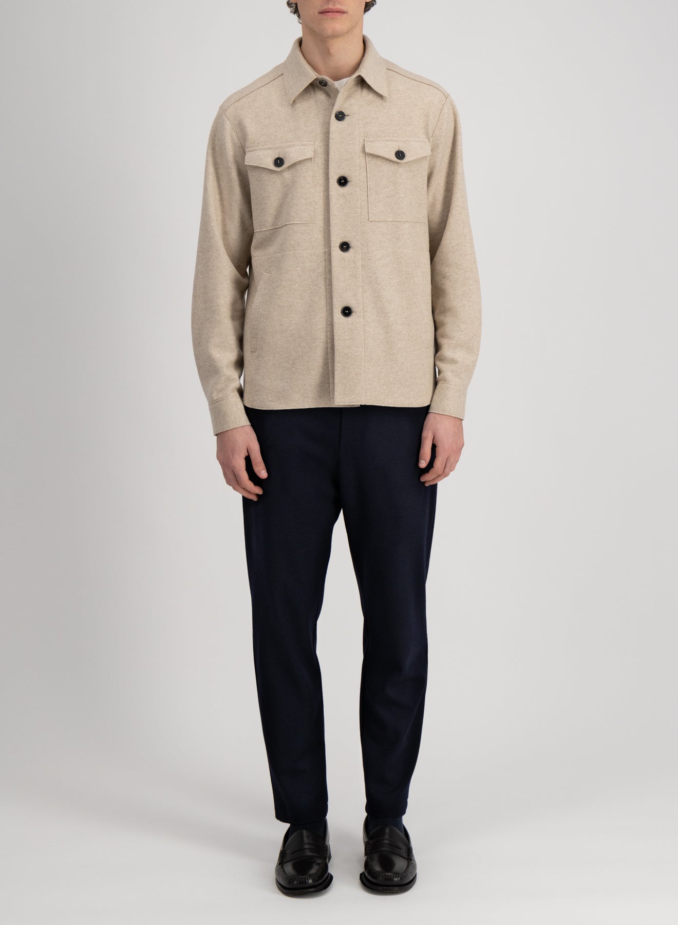 Shirt jacket flannel cashmere crafted with Loro Piana fabric