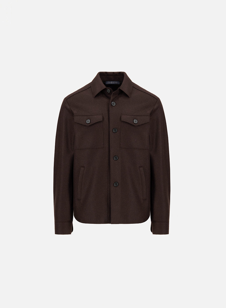 Shirt jacket flannel cashmere crafted with Loro Piana fabric