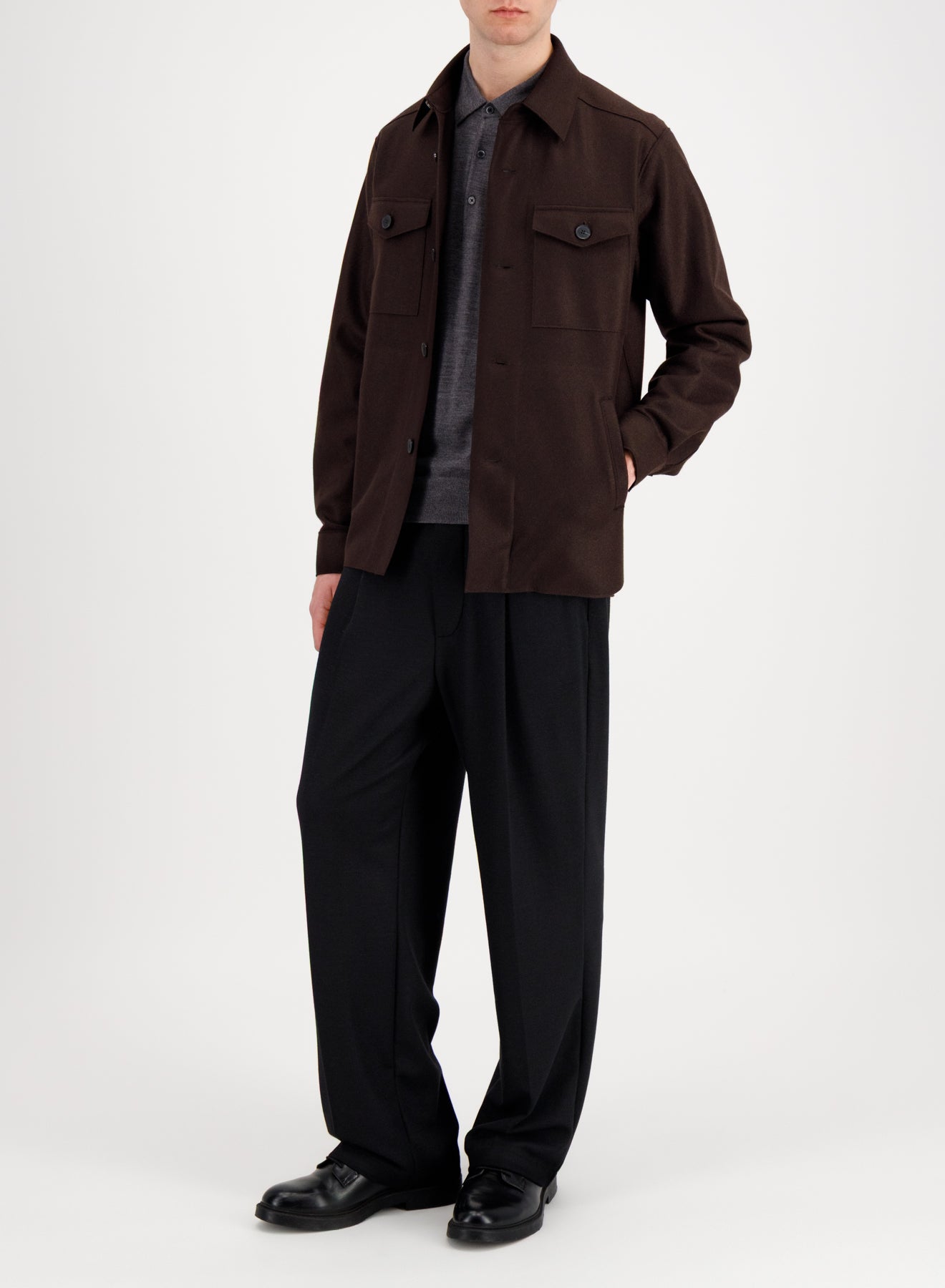 Shirt jacket flannel cashmere crafted with Loro Piana fabric