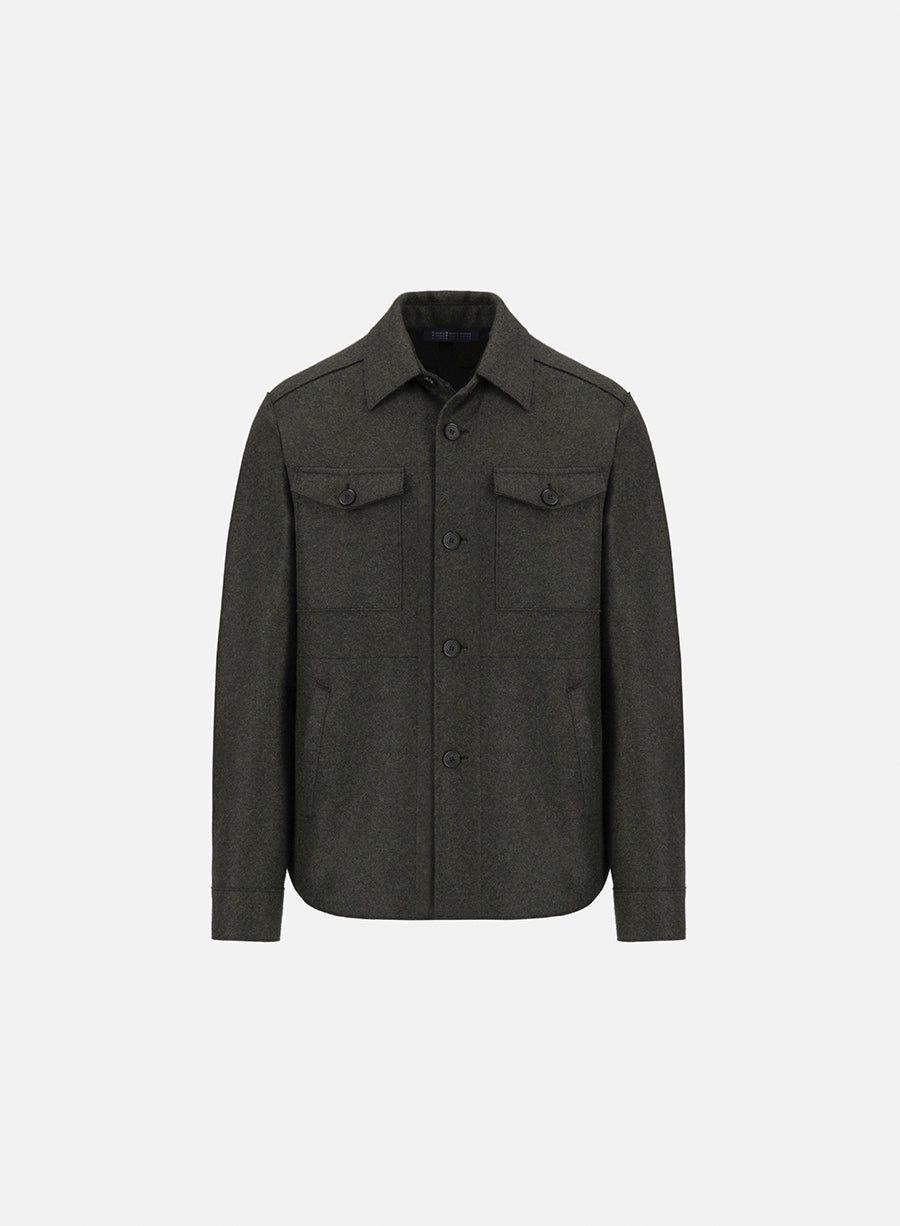 Shirt jacket flannel cashmere crafted with Loro Piana fabric