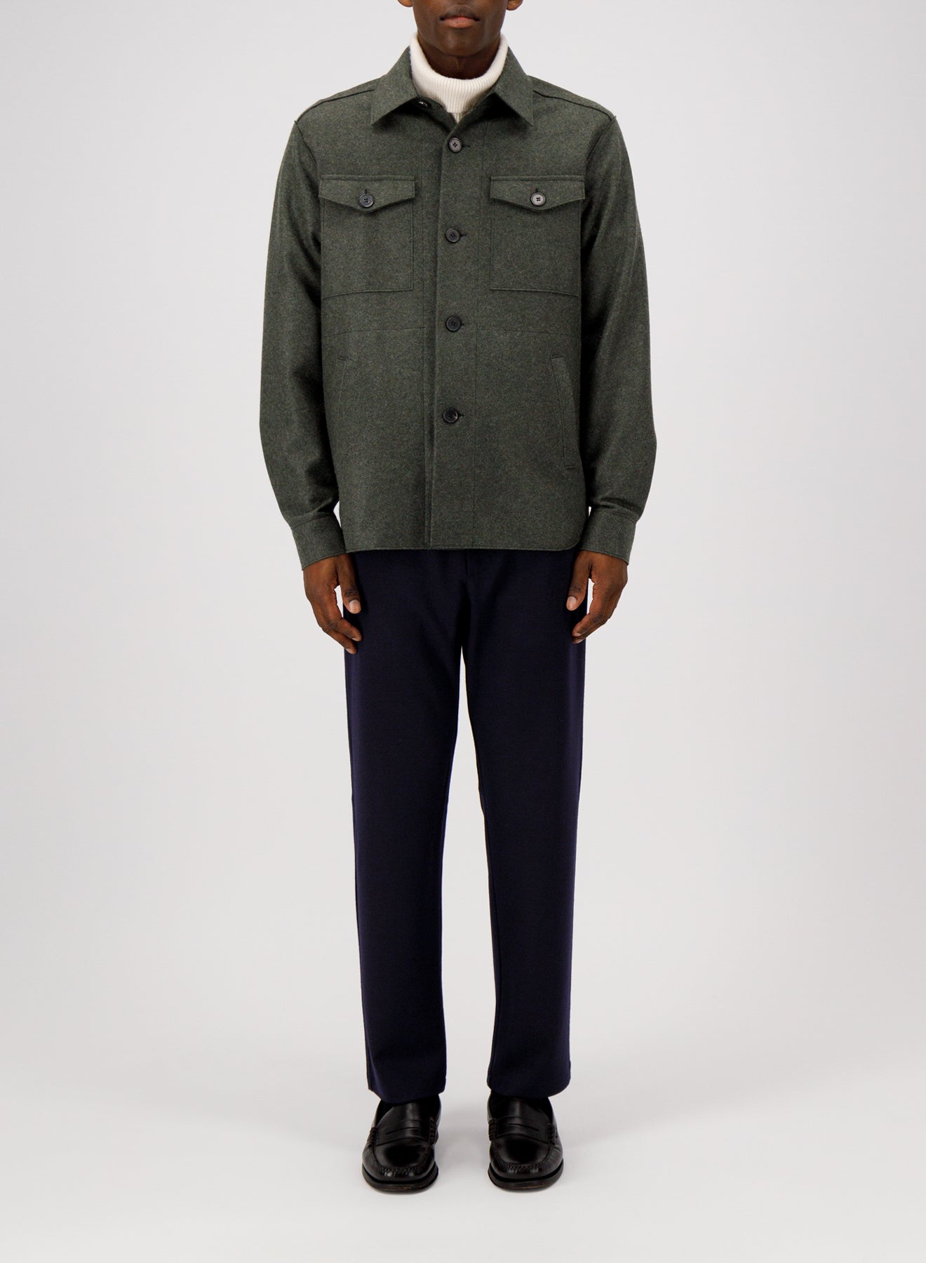 Shirt jacket flannel cashmere crafted with Loro Piana fabric