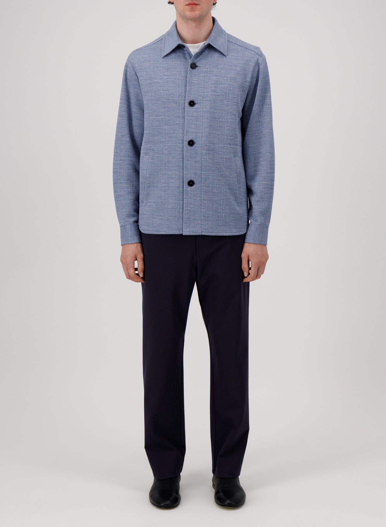shirt jacket hopsack crafted with Loro Piana fabric