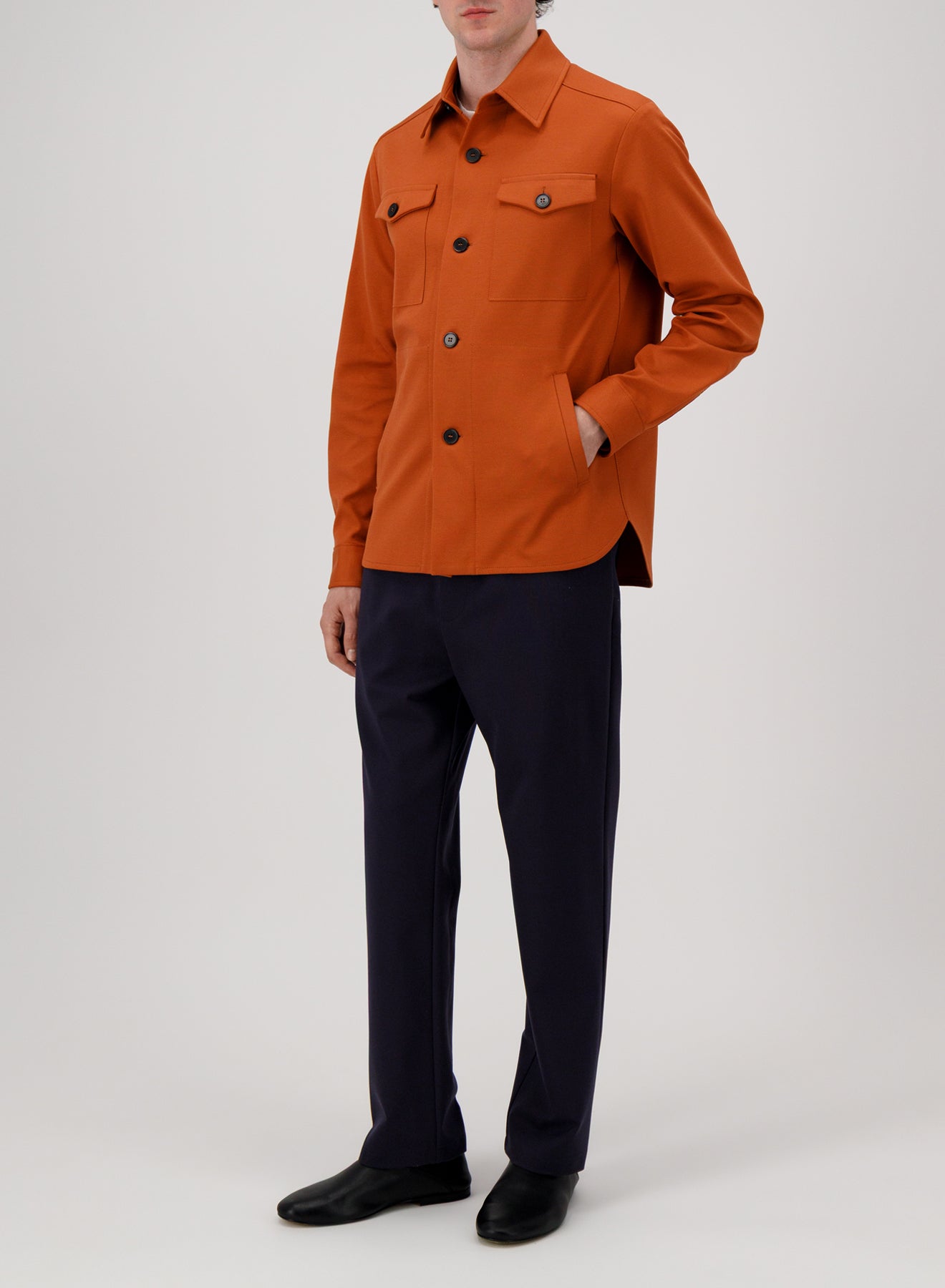 shirt jacket diagonal crafted with Loro Piana fabric