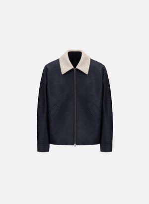 Golf jacket pressed wool and bouclè