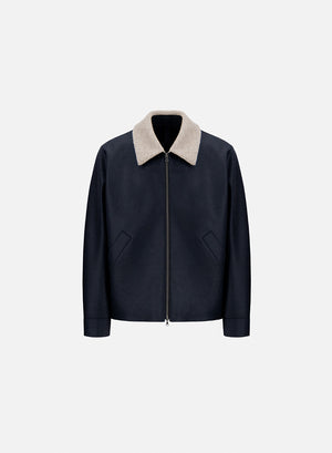 Golf jacket pressed wool and bouclè