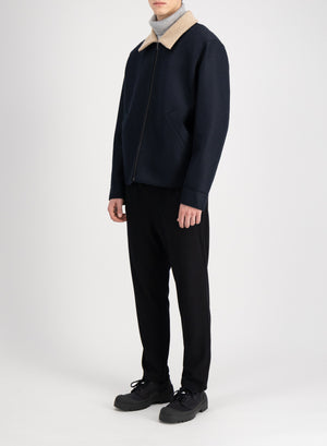 Golf jacket pressed wool and bouclè